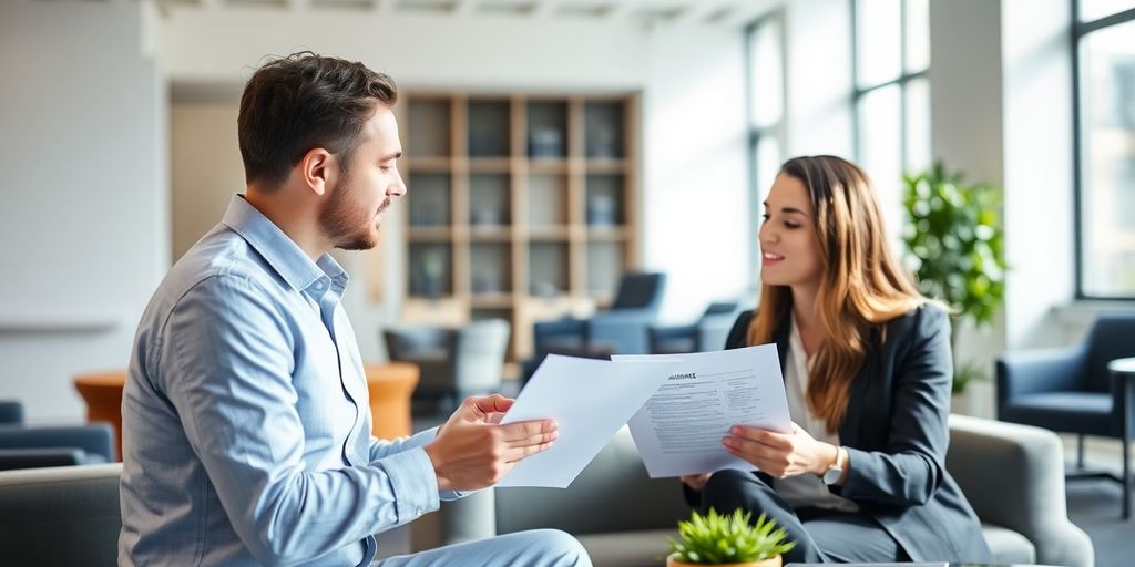 Berater und Kunde in modernem Büro