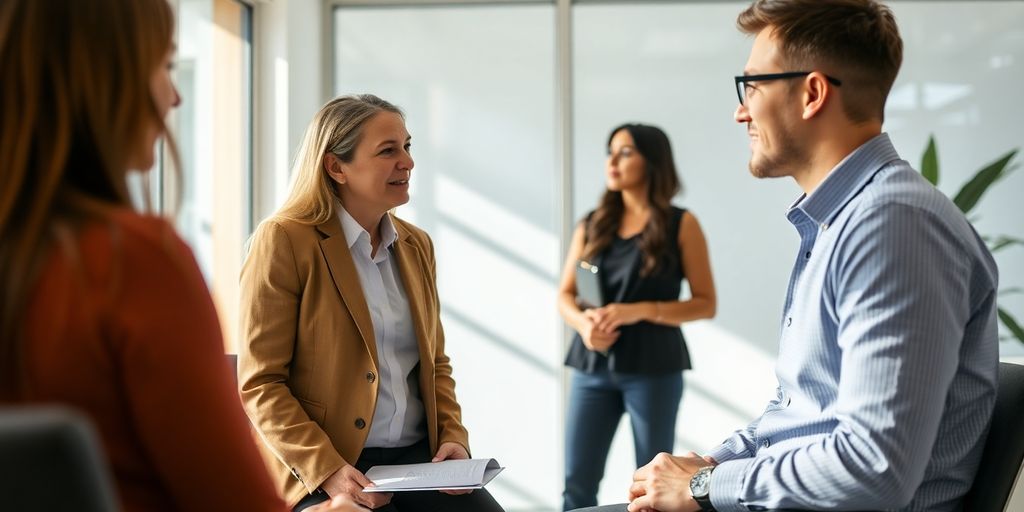 Berater und Kunde im modernen Büro