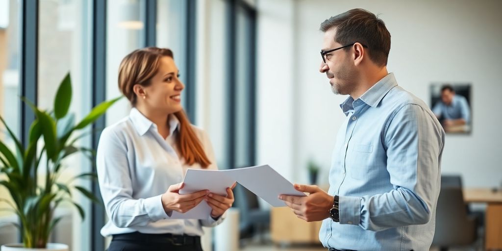 Beratungsgespräch zur Drückjagdversicherung im modernen Büro.