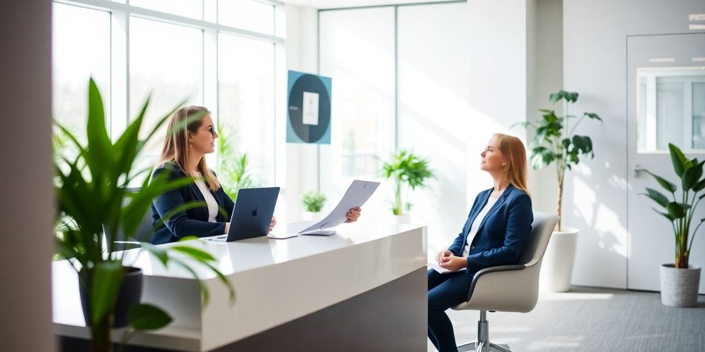 Berater und Kunde im modernen Büro