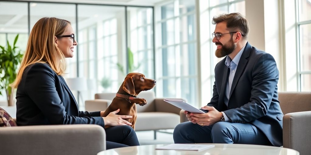 Berater und Kunde in modernem Büro.