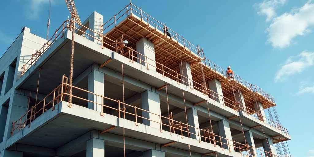 Bauarbeiten an einem modernen Gebäude