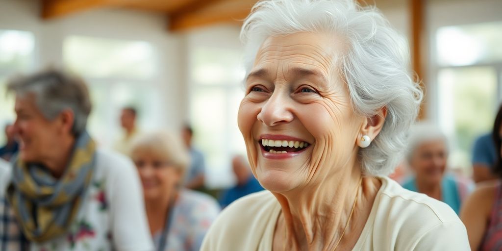 Assistenzpflege: Ältere Frau unter Gleichgesinnten