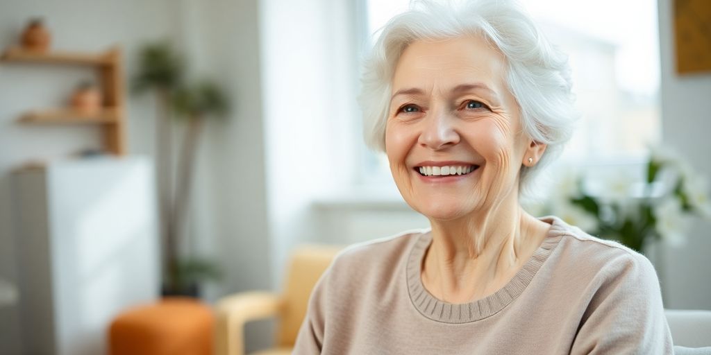 Lächelnde Frau erhält Assistenzpflege