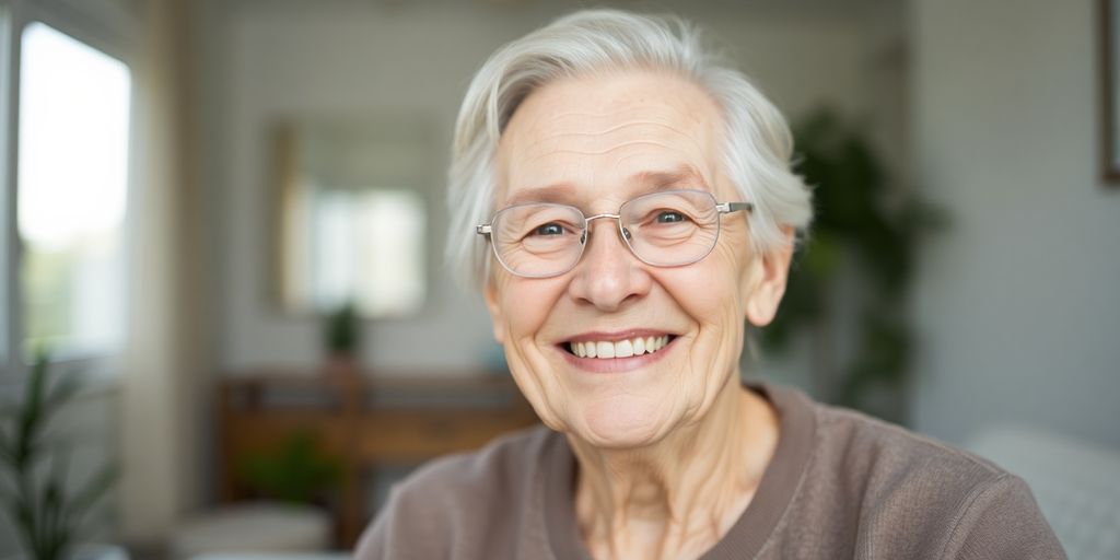 Ältere Frau kennt die psychologischen Aspekte der Nachtpflege