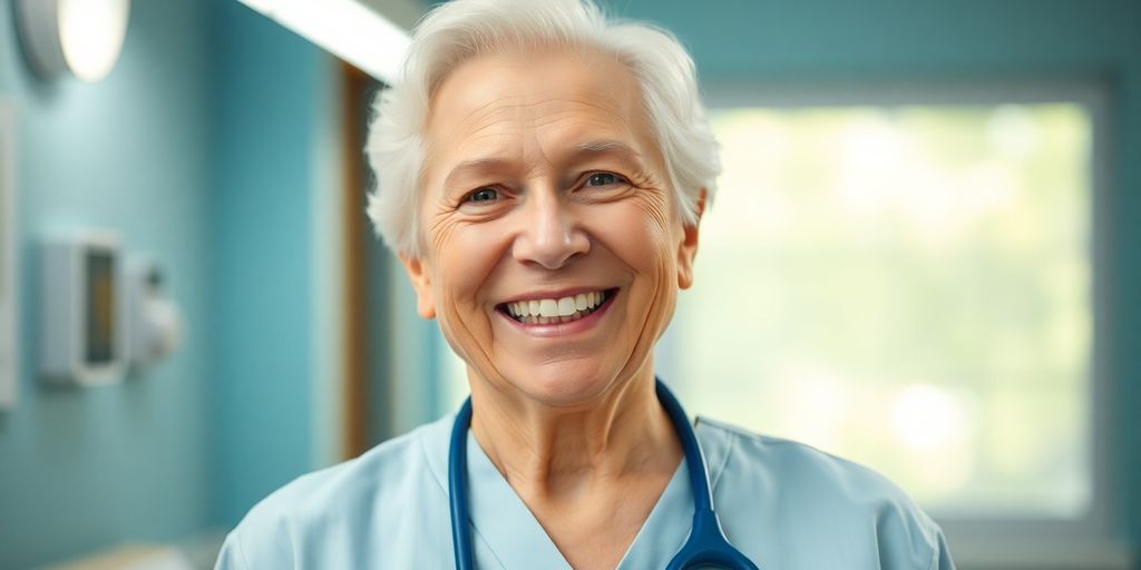 Ältere Frau wartet im Krankenhaus um Krankenhauspflege zu erhalten.