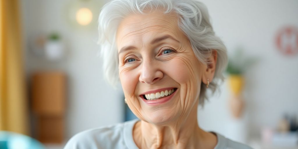 Altenpflege finanzieren: Lachende Frau freut sich über Kostenübernahme