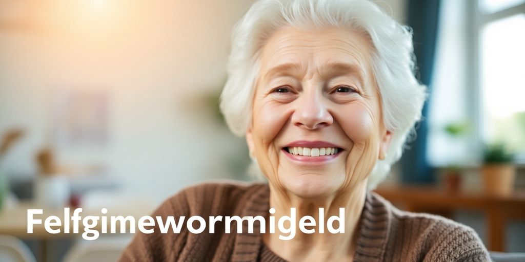 Älterer weißer Mensch mit einem Lächeln in hellen Räumen.