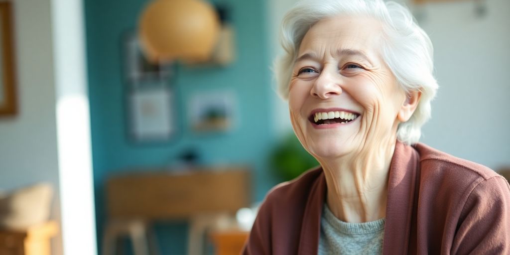 Lächelnder älterer Mann in hellem Umfeld.