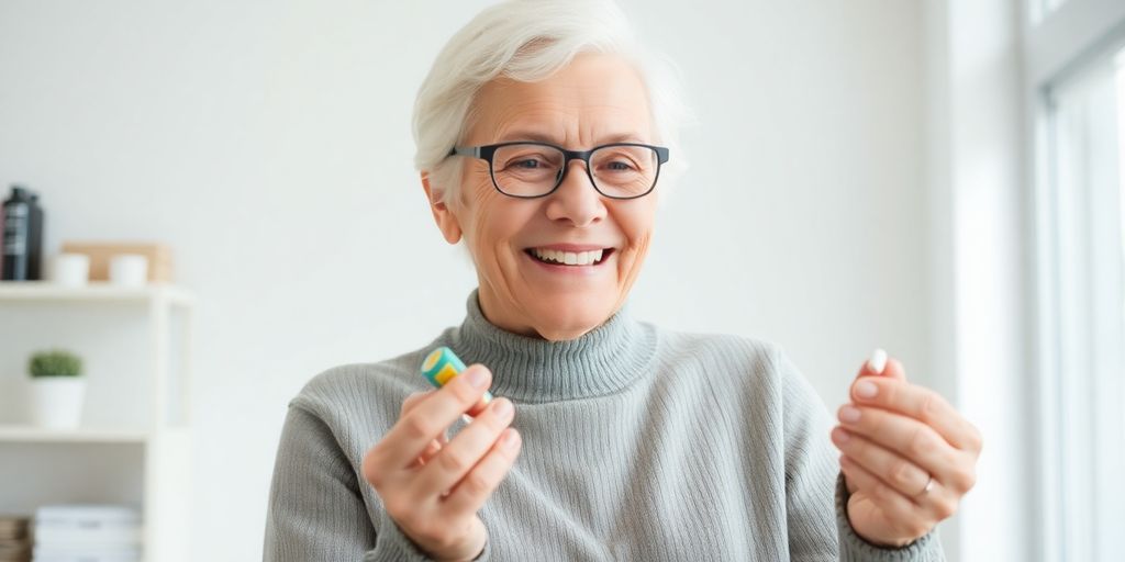 Frau nutzt die ärztlichen Verordnung im Medikamentenmanagement