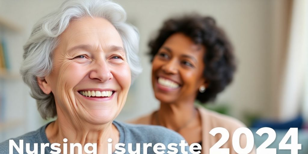 Ältere Person lächelt in heller Umgebung.