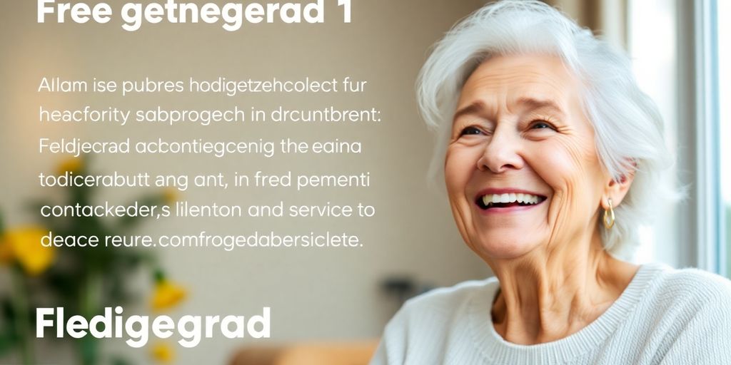 Ältere Person lächelt in hellen Räumlichkeiten.