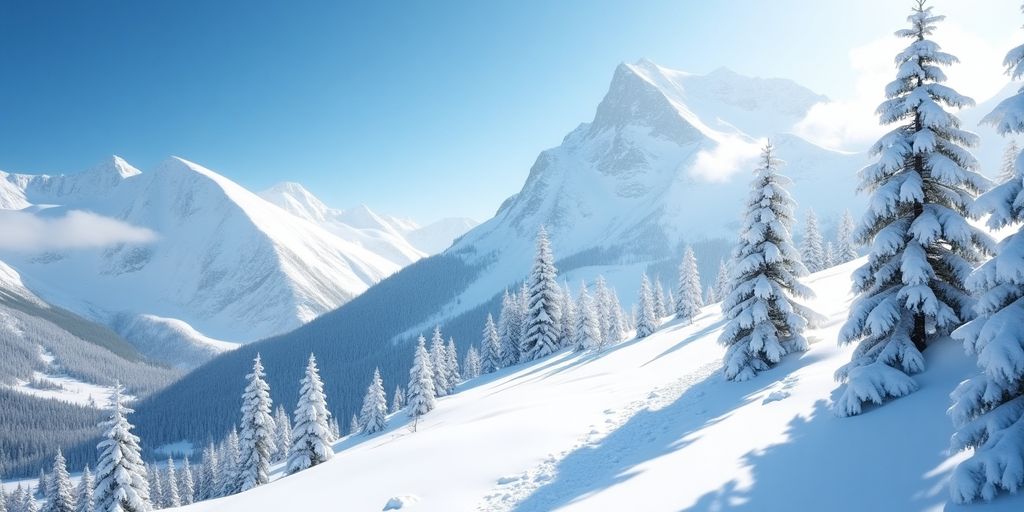 Schneebedeckte Berge mit Lawinengefahr.