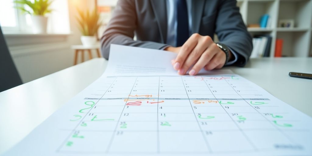 Kalender mit markierten Daten zur Vertragsdauer