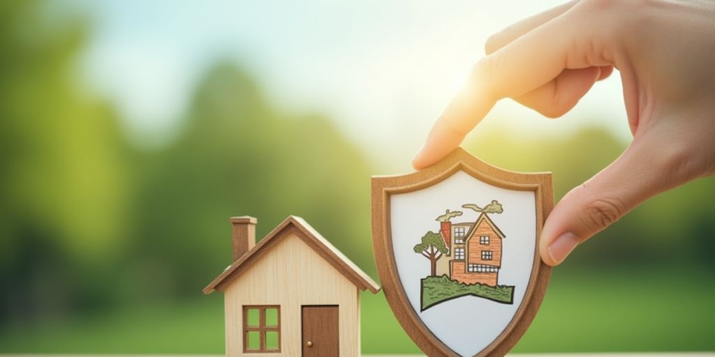 Haus und Schild für Versicherungsschutz
