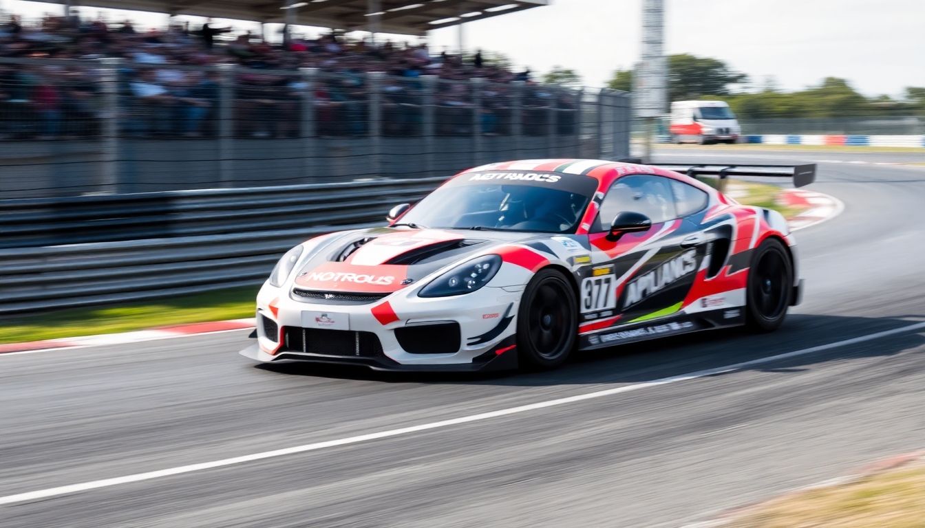 Racing car on track during a motorsport event.