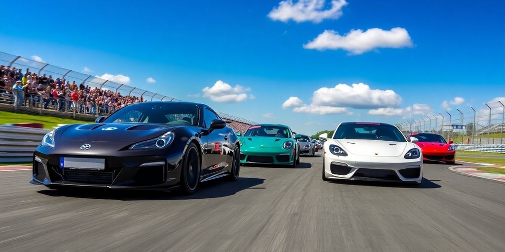Rennwagen auf der Strecke während eines Trackdays.