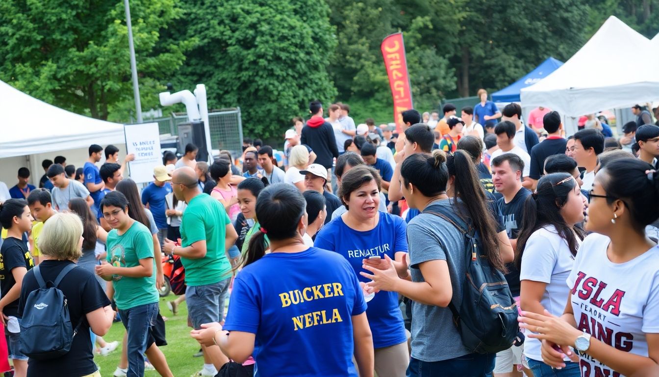 Teilnehmerhaftpflichtversicherung: Participants enjoying an outdoor event with diverse activities.