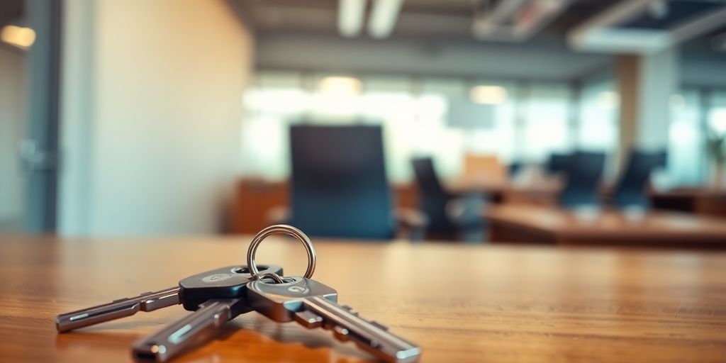 Verlust dienstlicher Schlüssel: Verlorener Büroschlüssel auf einem Schreibtisch.