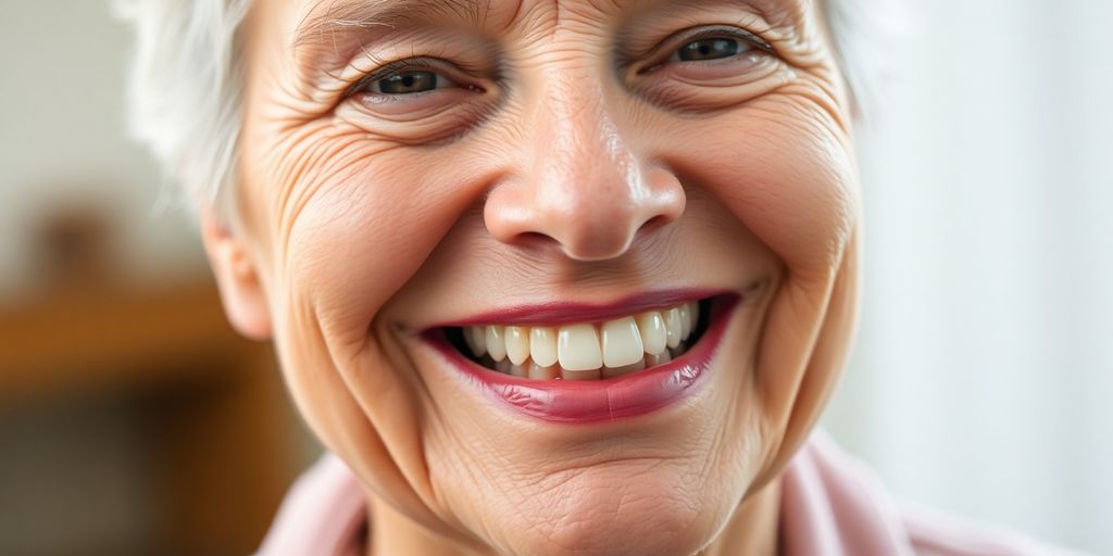 Lächelnder Senior mit Zahnprothese