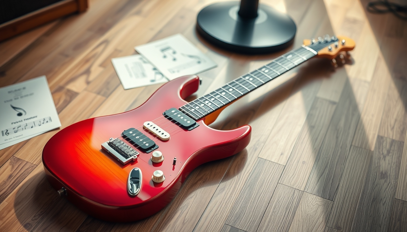 Electric guitar symbolizing Gegenstandsversicherung for musical instruments.
