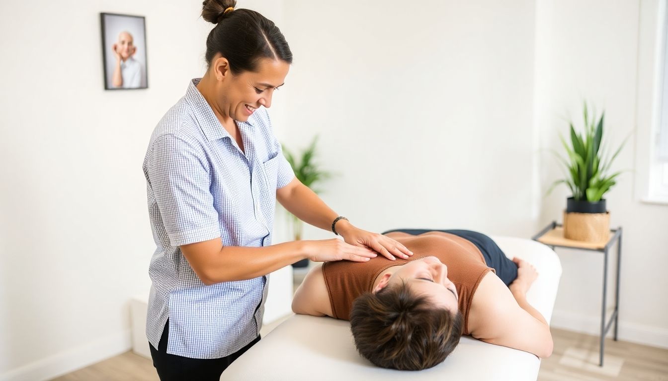 Chiropraktik: Chiropractor gently adjusting a patient's back.