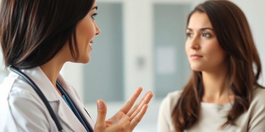 Ärztin erklärt Patientin Ausschabung