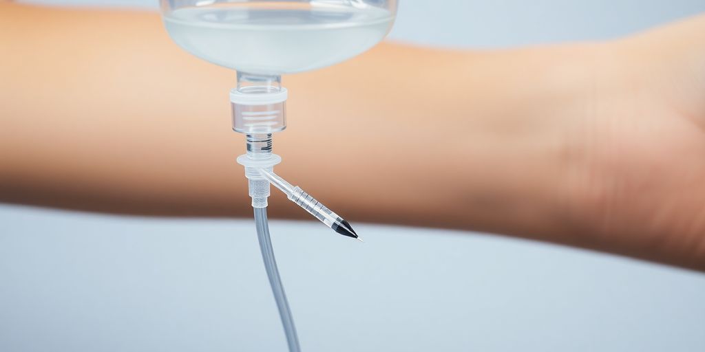 Anwendungsgebiete der Infusionstherapie: Infusion am Arm einer Person