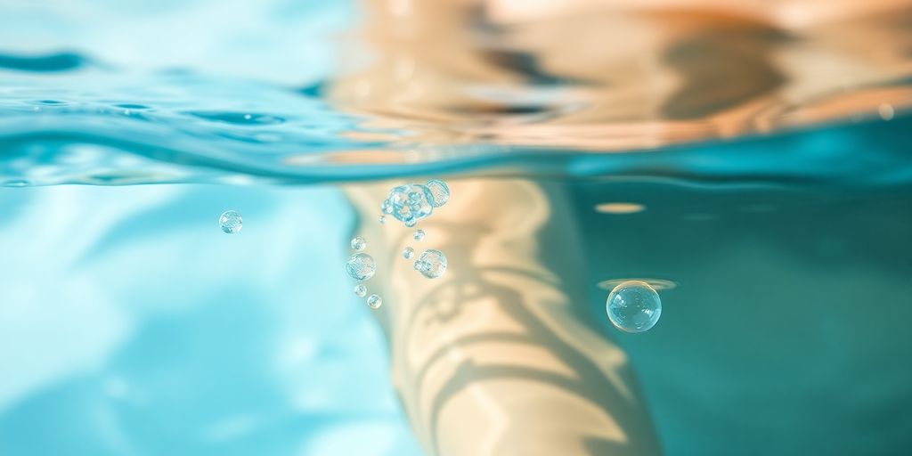 Hydrotherapie als ganzheitlicher Ansatz: Person genießt Wassertherapie mit Blubberblasen.