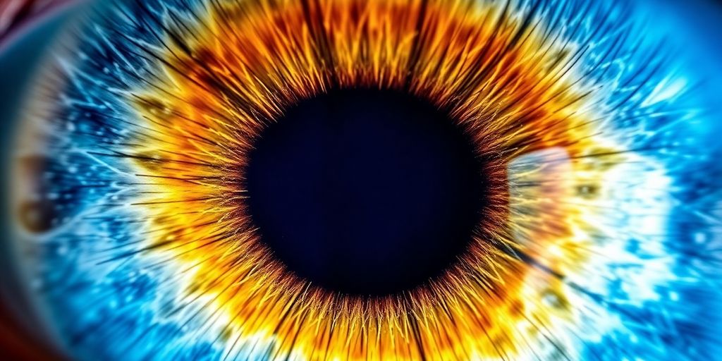 Nahaufnahme menschlicher Iris mit hellen Farben