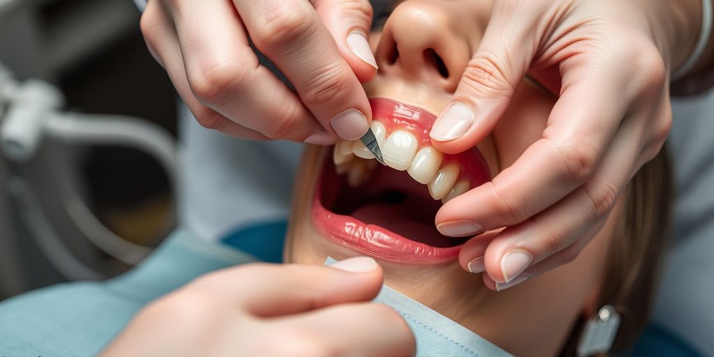 Dentist fitting occlusal splint