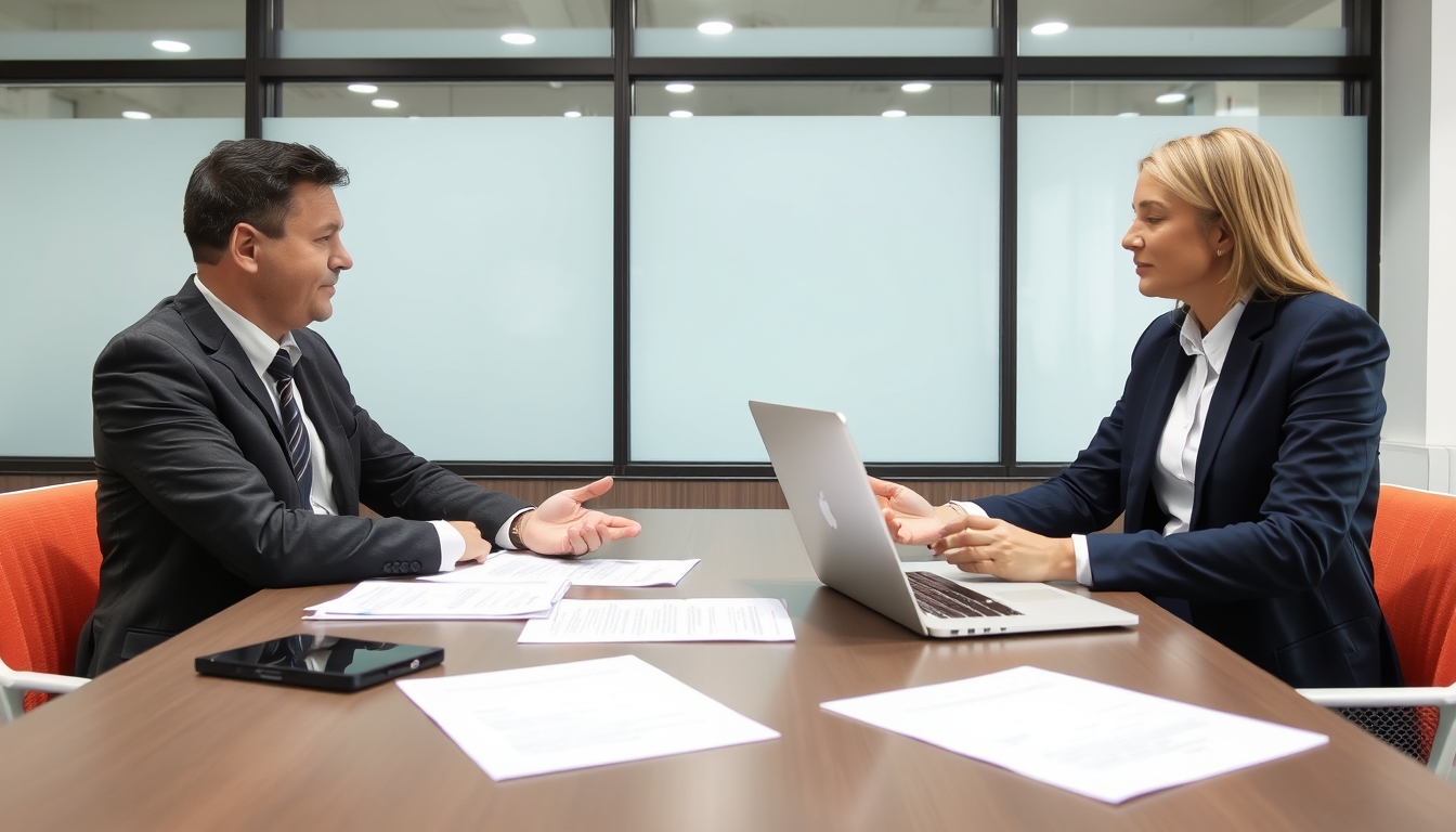 Consultation between customer and insurance expert.