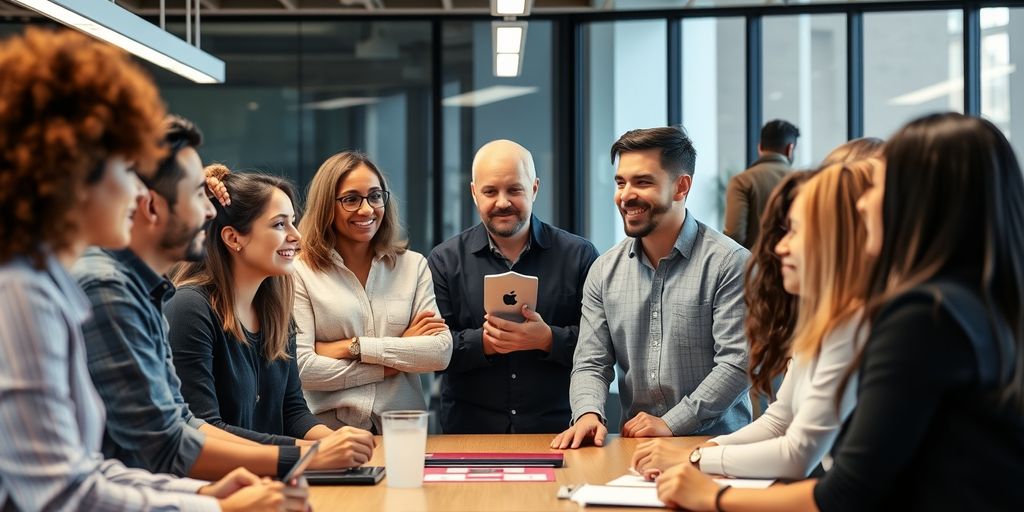 Young entrepreneurs collaborating in a modern office.