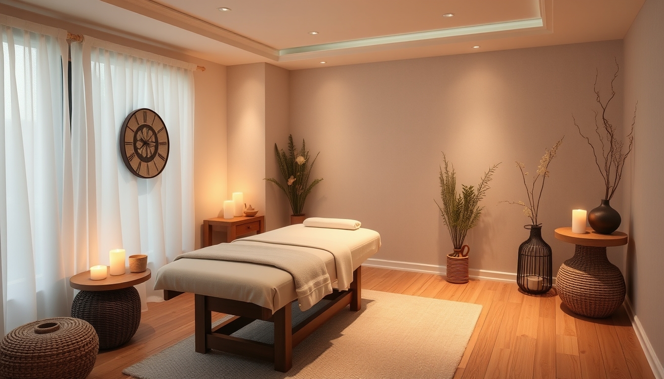 Cozy treatment room for holistic healing therapies.