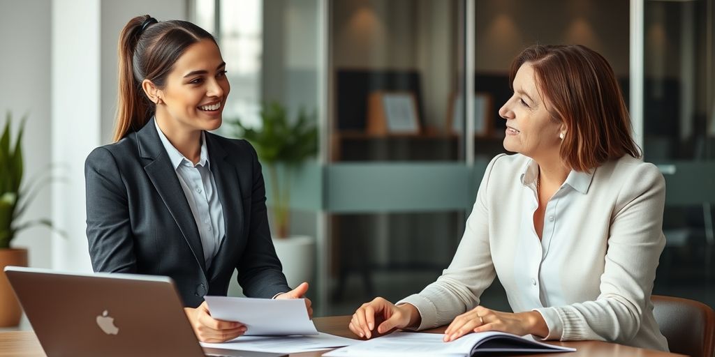 Professional woman discussing insurance with a client