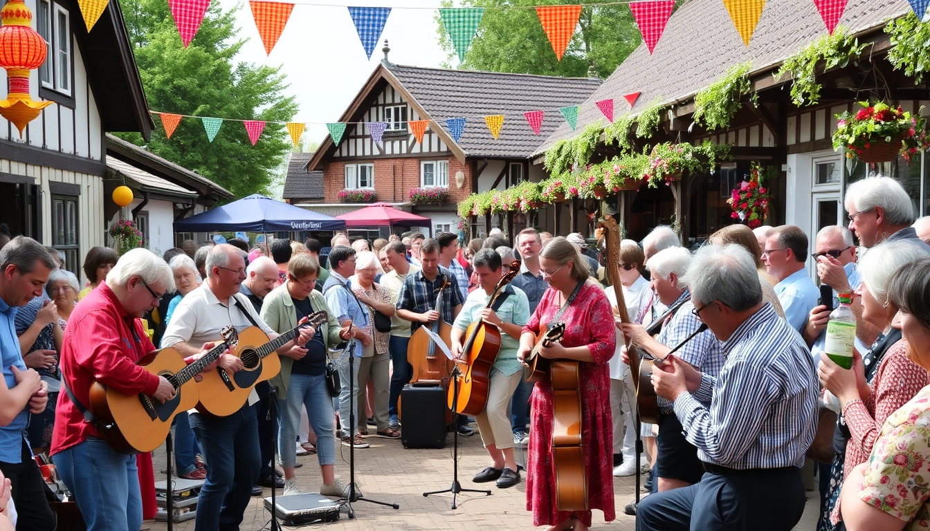 Hobbymusiker spielen auf einem Dorffest.