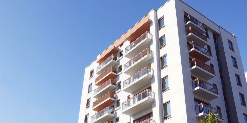 Modern apartment building with balconies