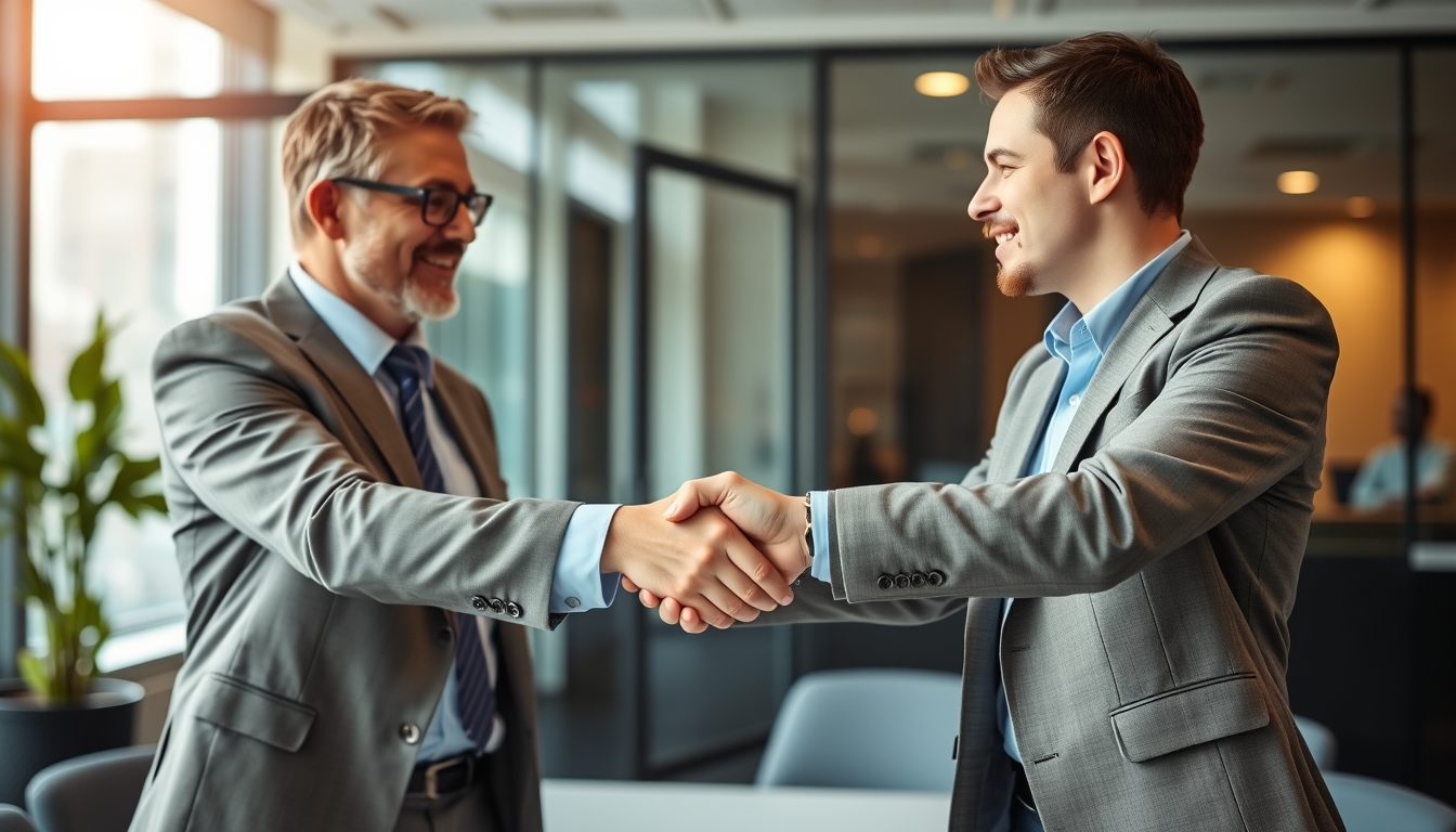 Business handshake symbolizing trust in credit insurance.