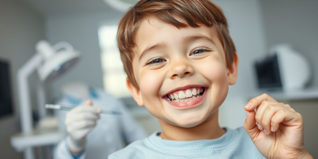 Child smiling with dental prosthetics