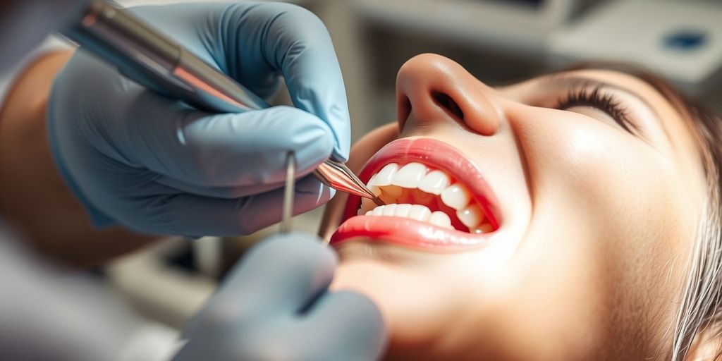 Dentist working on dental bridge procedure