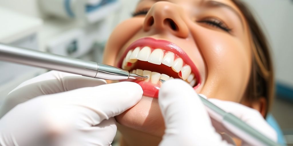 Dentist working on dental bridge procedure