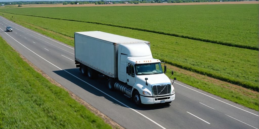 Truck on highway under blue sky