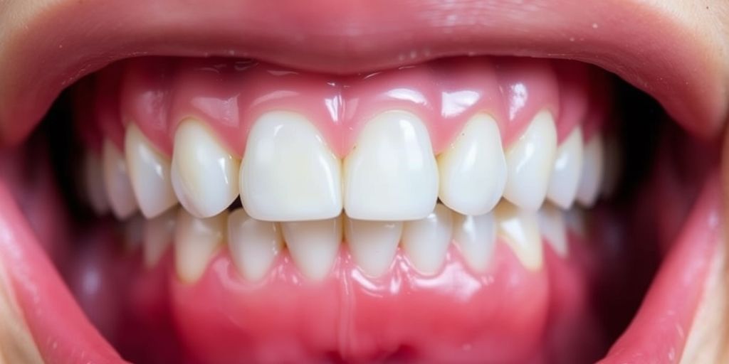 Close-up of dental bridge in patient's mouth