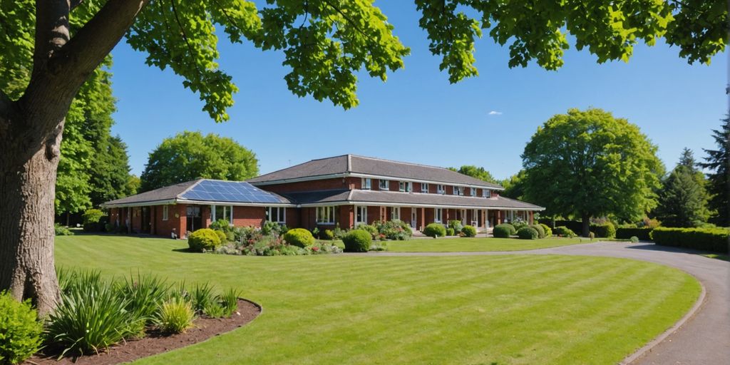 Community club building with garden