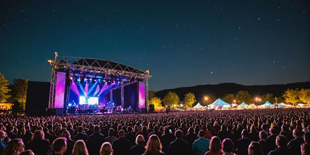 Outdoor concert with crowd and stage