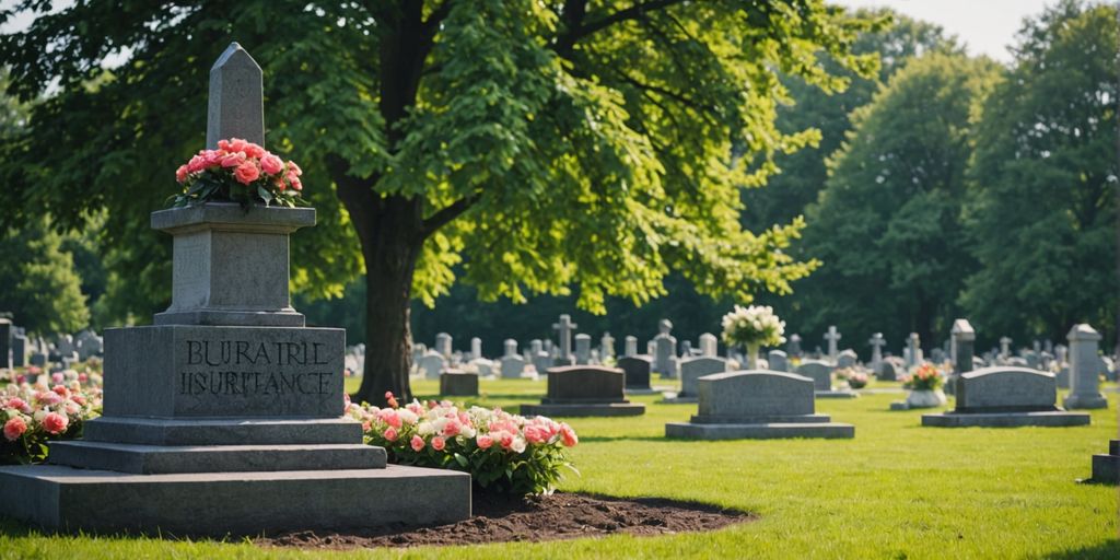 Serene cemetery with flowers and a grave