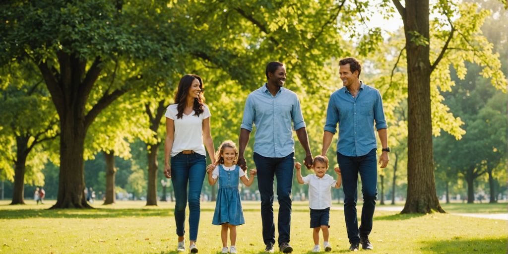 Happy family in a sunny park