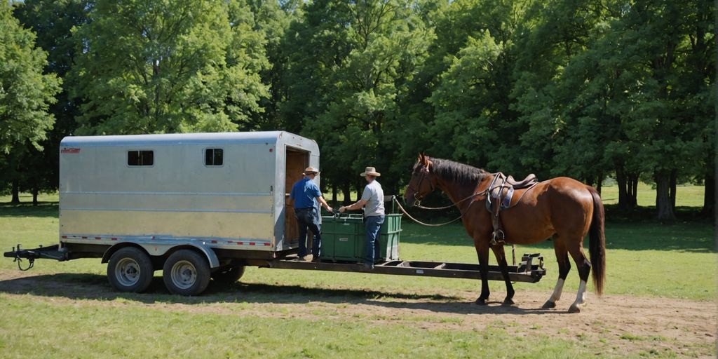 Horse being loaded into trailer