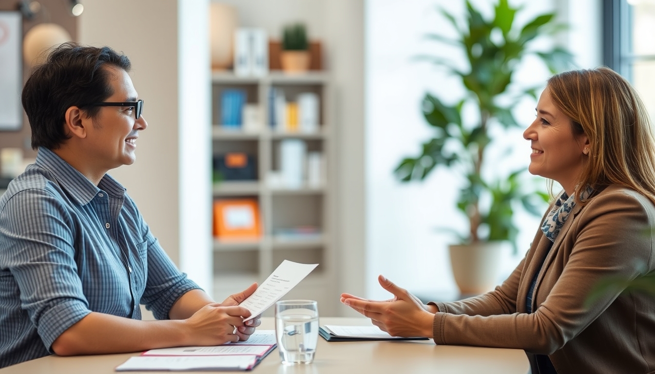 Consultation between customer and insurance expert.