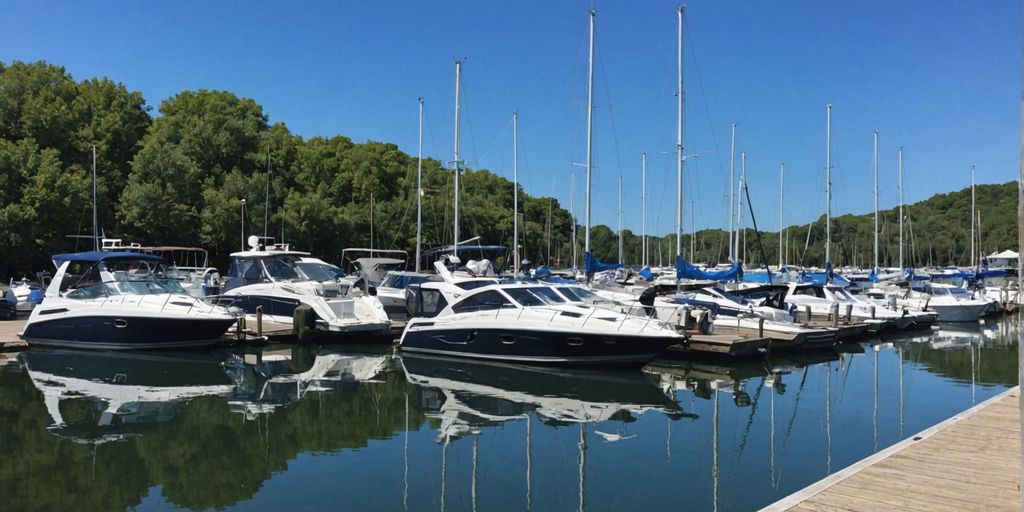 Skipper with boat trailer at marina